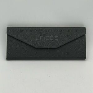 Chico’s black flat-folding glasses case with magnetic closure